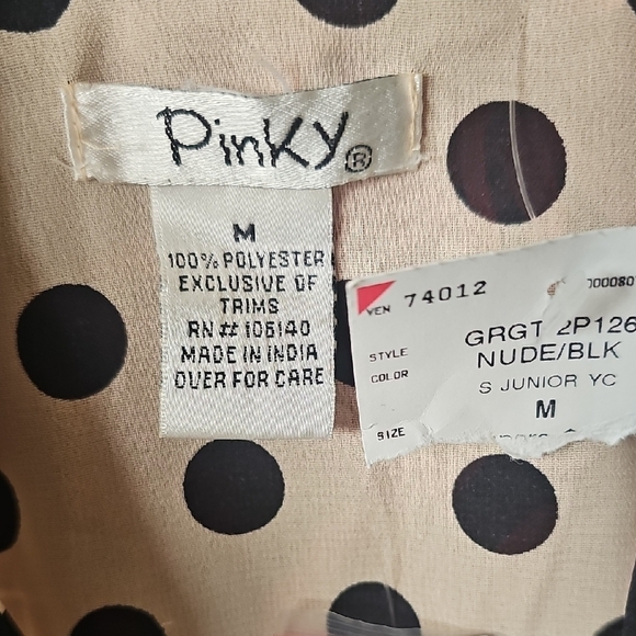 Pinky NWT Women's Black and Cream Polka Dot Blouse Size Medium - Picture 2 of 8